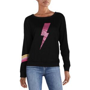 AVA & ESME Womens Black Top Drawstring Long Sleeve Lounge Pants Sweatsuit M